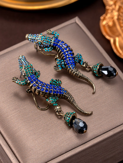 Animal Stud Earrings For Unisex Featuring Electroplated Zinc Alloy With 304 Stainless Steel Posts And Rhinestone Inlay
