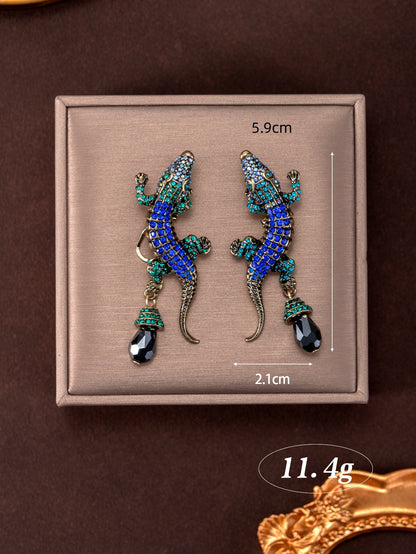 Animal Stud Earrings For Unisex Featuring Electroplated Zinc Alloy With 304 Stainless Steel Posts And Rhinestone Inlay