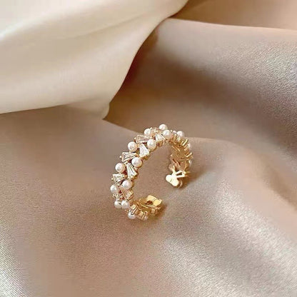 Geometric Open Rings For Unisex Featuring Zircon Inlay In Copper Alloy With IG Style Design