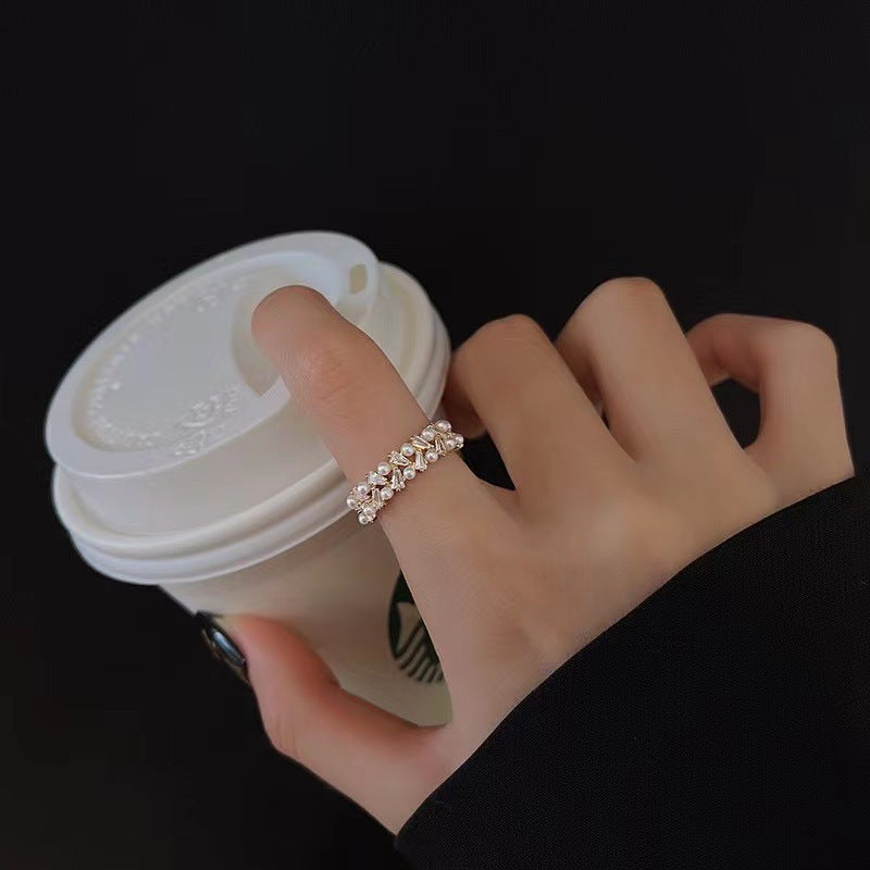 Geometric Open Rings For Unisex Featuring Zircon Inlay In Copper Alloy With IG Style Design