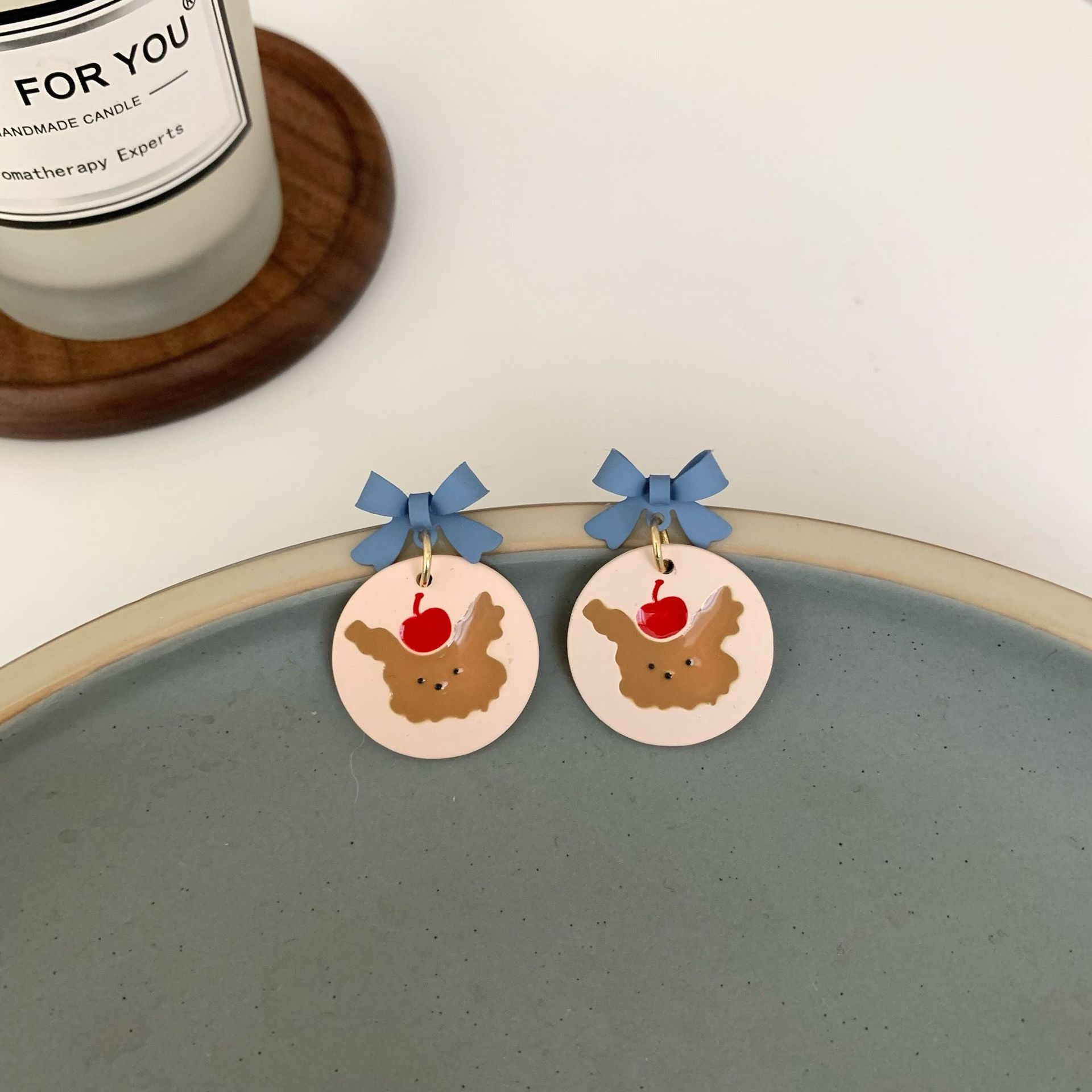 Cute Airy Blue Bow Tie Stud Earrings For Women With 925 Sterling Silver Alloy Posts