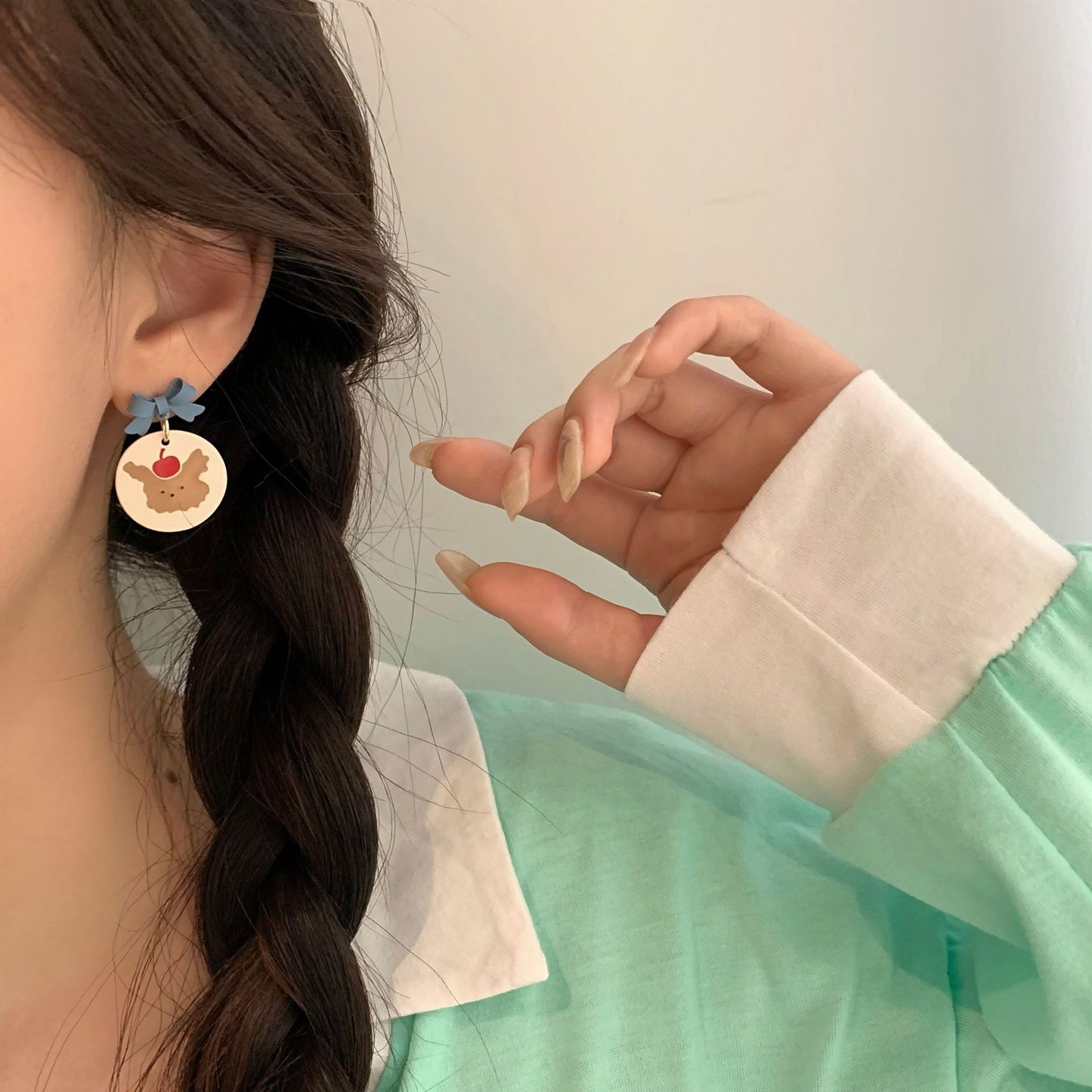 Cute Airy Blue Bow Tie Stud Earrings For Women With 925 Sterling Silver Alloy Posts