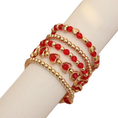 Heart Shape Simple Style Gold Bracelet For Women With Electroplated CCB Material