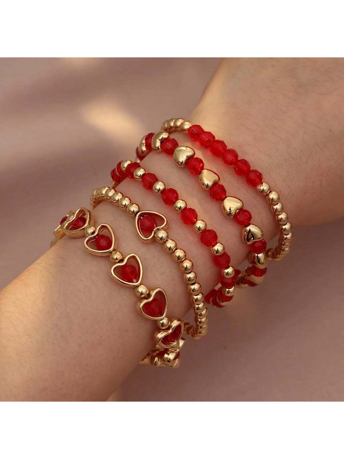 Heart Shape Simple Style Gold Bracelet For Women With Electroplated CCB Material