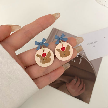 Cute Airy Blue Bow Tie Stud Earrings For Women With 925 Sterling Silver Alloy Posts