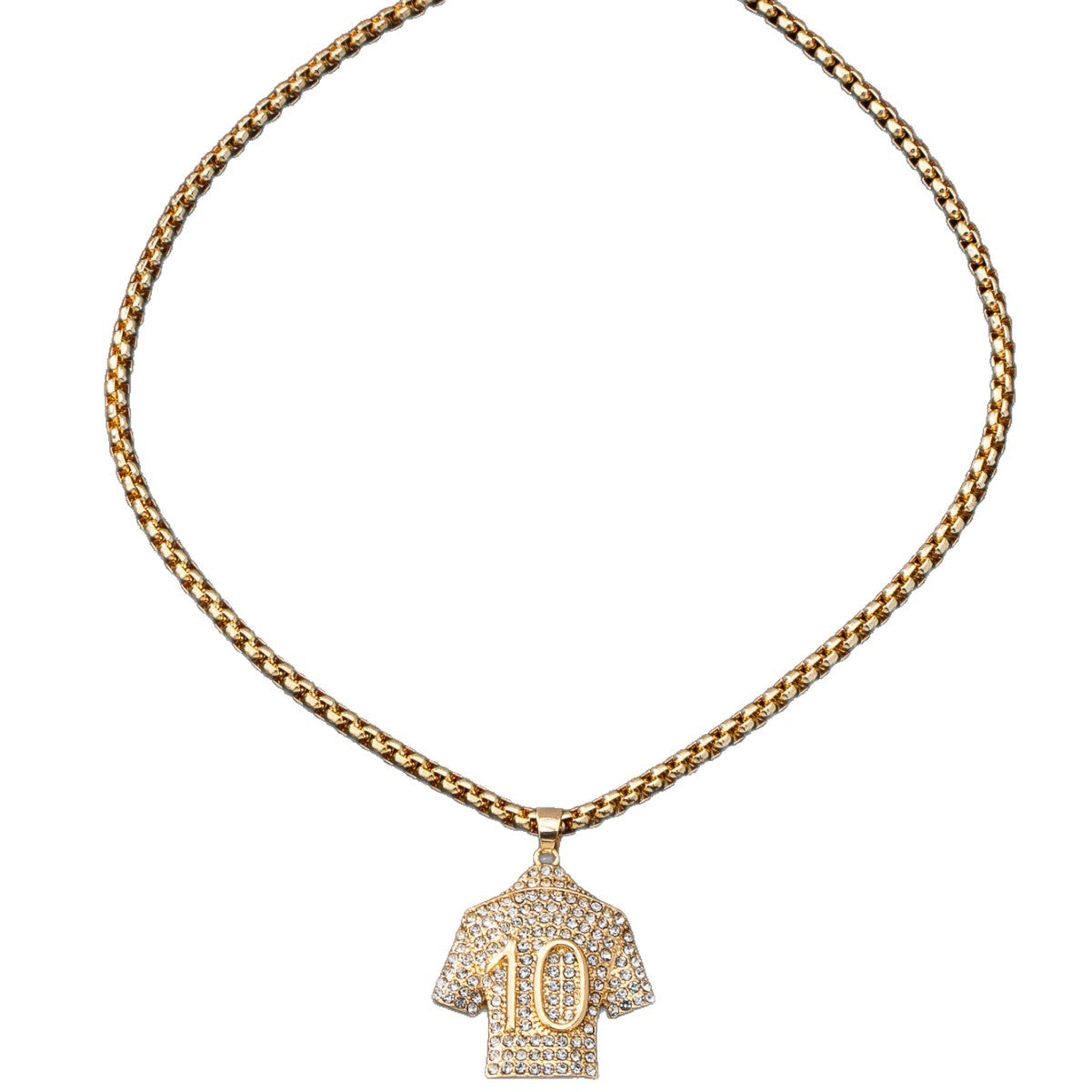 Men's Hip-Hop Basketball Necklace With Gold Bezel Setting And Rhinestones, Alloy Pendant On Twisted Rope Chain
