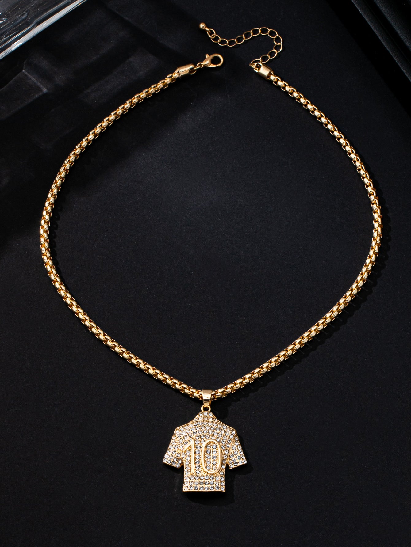 Men's Hip-Hop Basketball Necklace With Gold Bezel Setting And Rhinestones, Alloy Pendant On Twisted Rope Chain