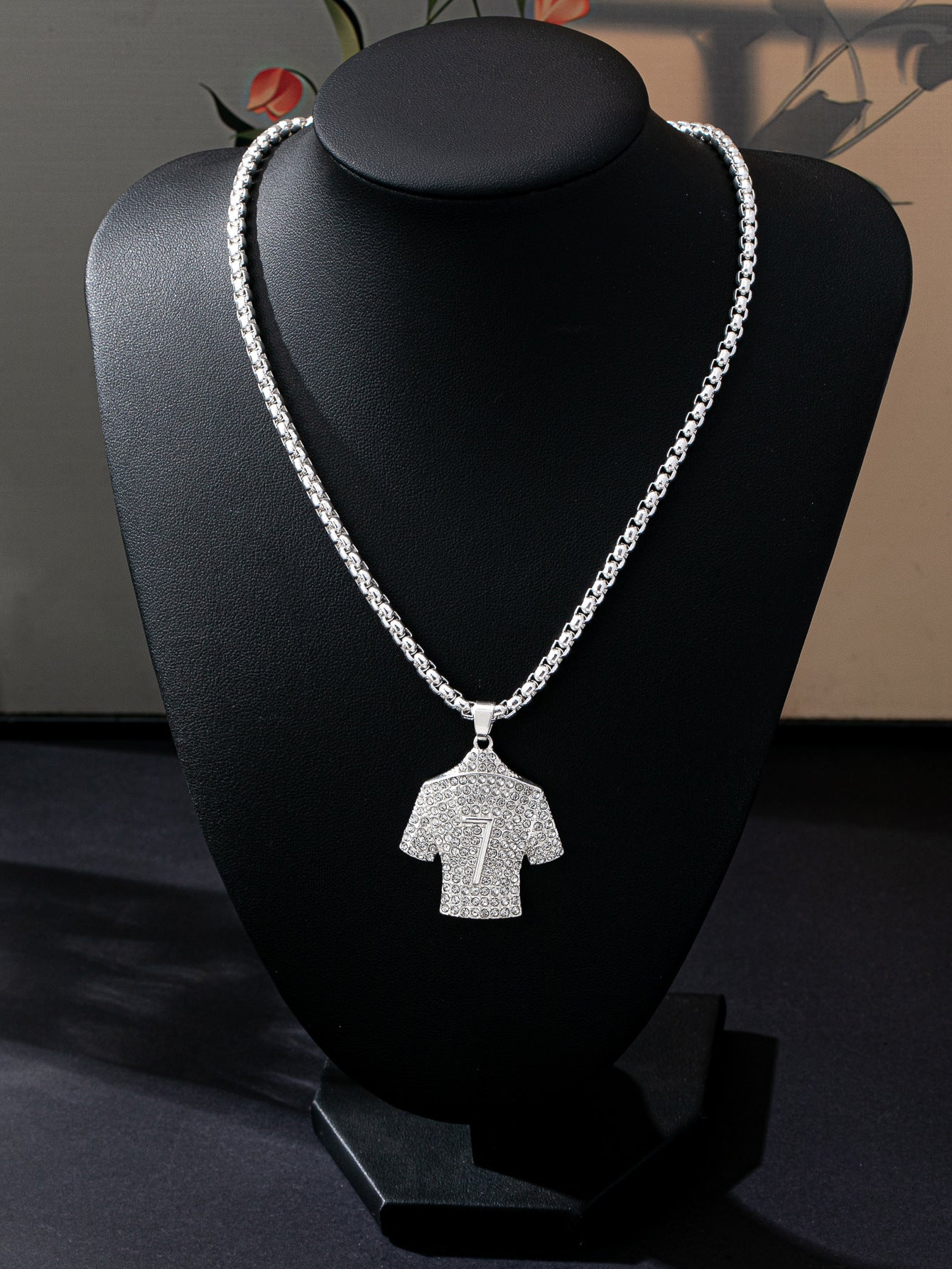 Men's Hip-Hop Basketball Necklace With Gold Bezel Setting And Rhinestones, Alloy Pendant On Twisted Rope Chain