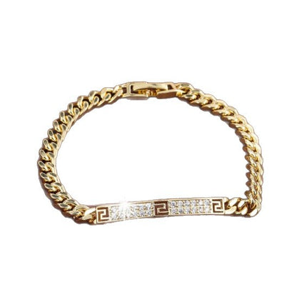 Handmade Gold Letter Bracelet For Women In Simple Style With Zinc Alloy And Zircon Inlay Featuring Handmade Chain