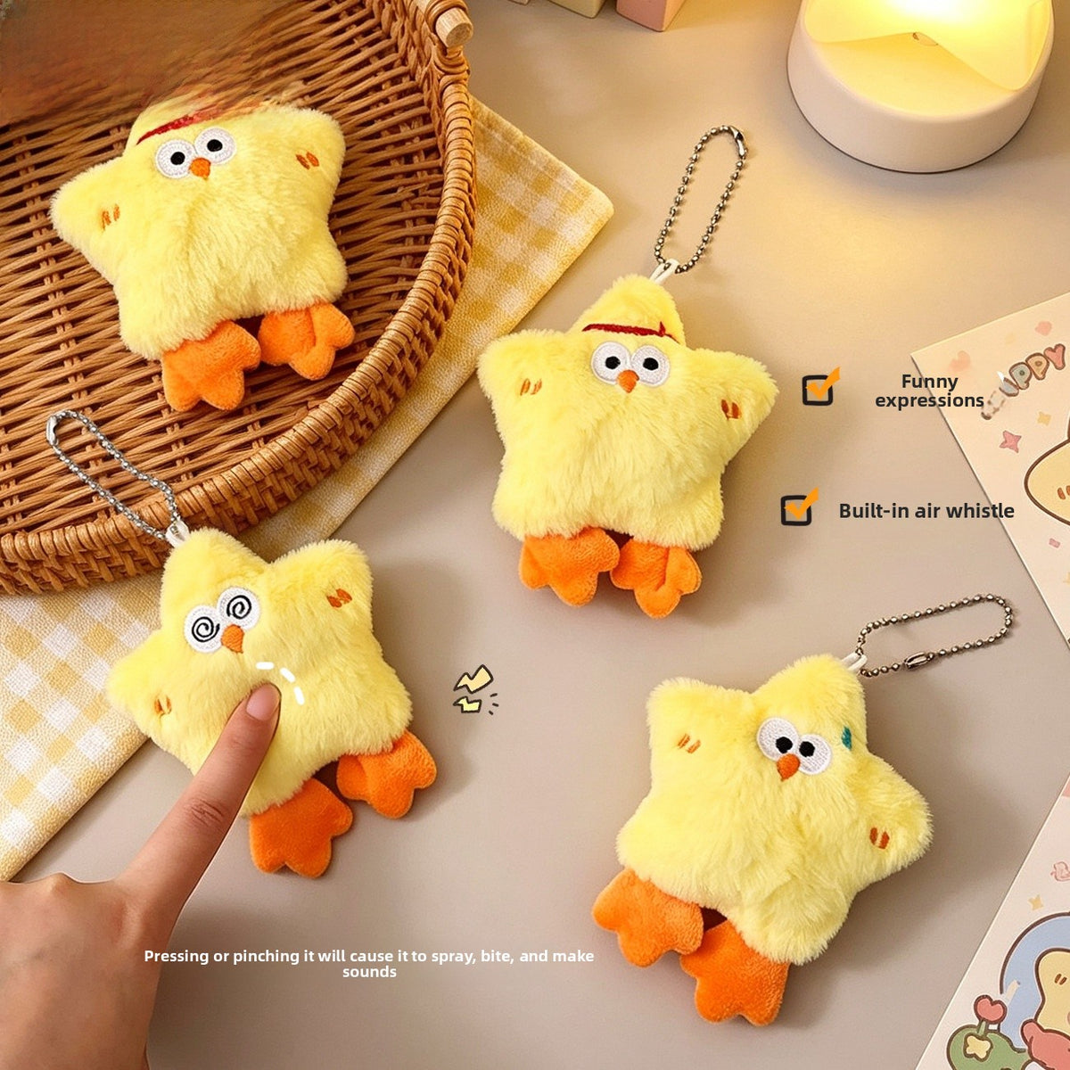 Children's Day Yellow Plush Bag Charm Key Chain, Soft And Cute Accessory For Bags