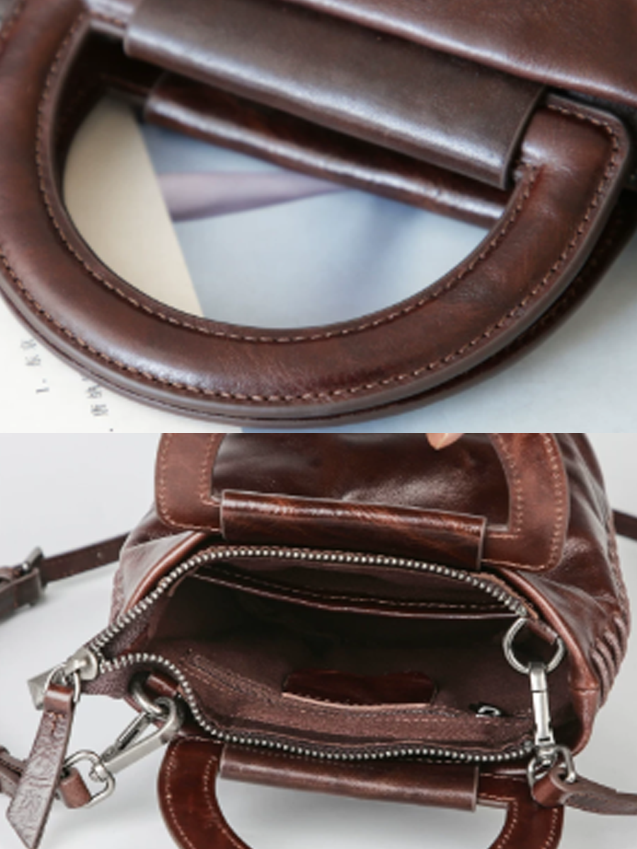 Vintage Leather Artistic Bucket Bag