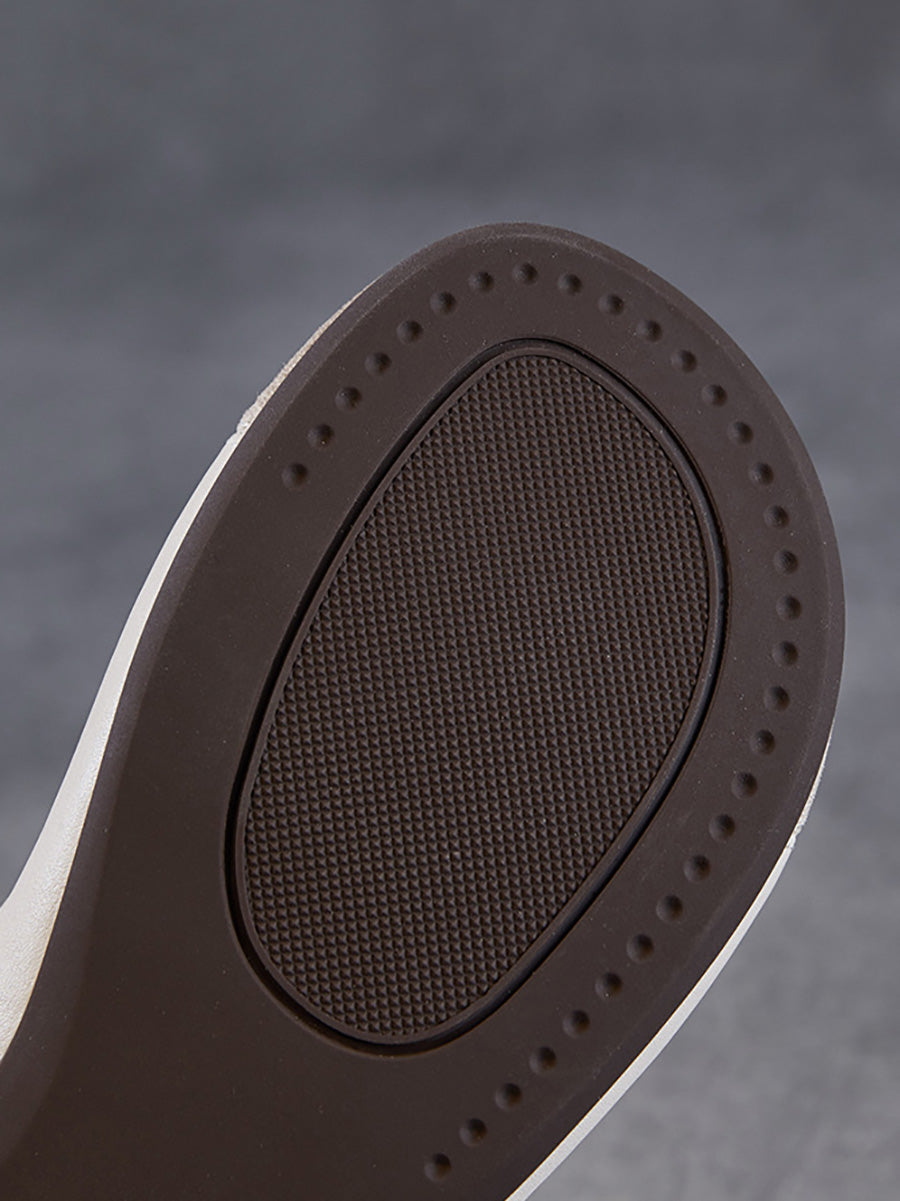 Women Summer Casual Soft Leather Spliced Low Heel Shoes