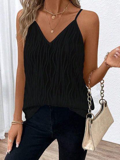 Loose Sleeveless Split-Joint Spaghetti-Neck Vest Top