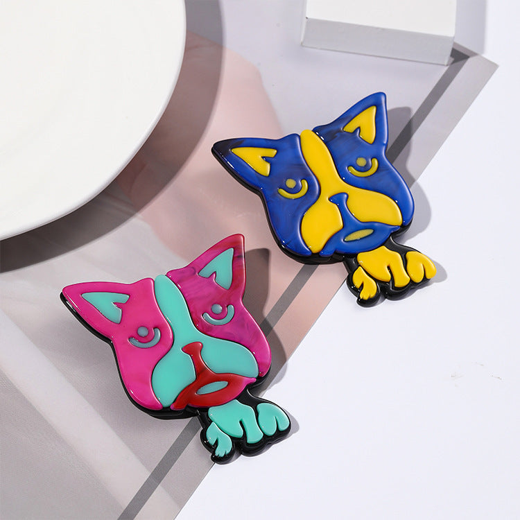 Pin De Acrílico Con Diseño De Perro En Color Azul Oscuro