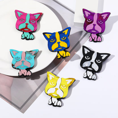 Pin De Acrílico Con Diseño De Perro En Color Azul Oscuro