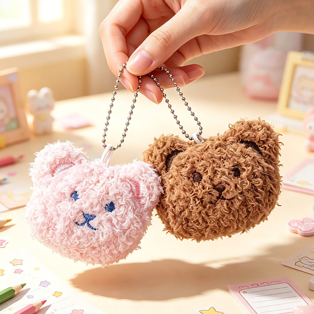 Llaveros De Año Nuevo En Rosa Natural Con Amuletos Para Bolsos De Oso De Felpa