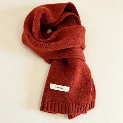 Bufanda De Lana Para Mujer En Patrón Cuadrilátero, Disponible En Rojo Para Invierno