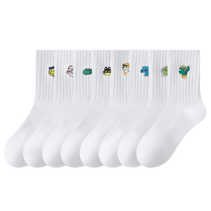 Medias Deportivas De Algodón Para Hombres Con Diseño De Letra, Transpirables, Ideales Para Otoño E Invierno