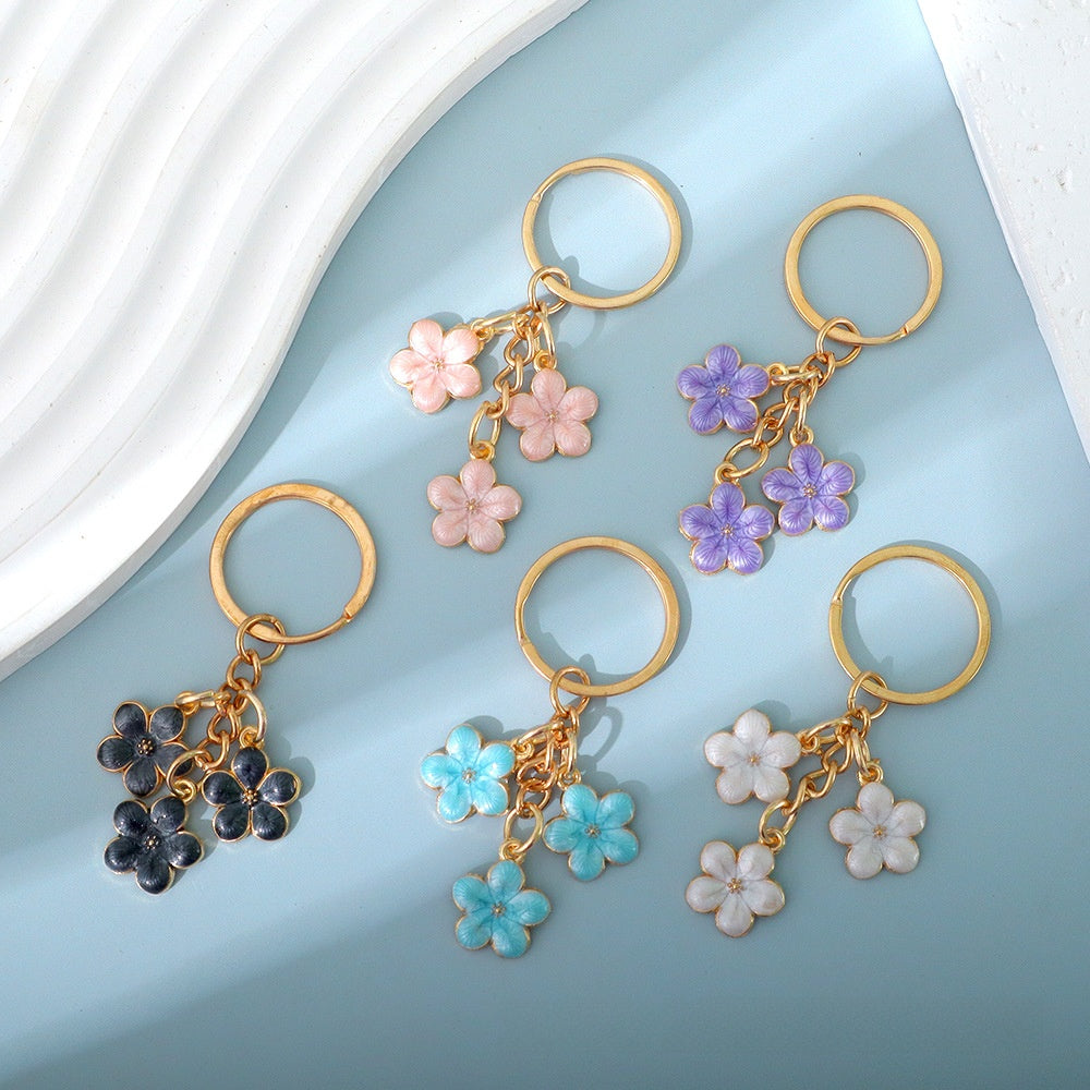 Llaveros De Epoxy Con Patrón De Flores En Zinc, Colgante Lindo Para Decoración