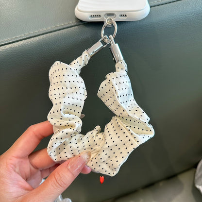 Botón Metálico Artesanal Con Soga En Patrón De Lunares Para Señora, Cadena De Telefonía Móvil En Vino Rojo