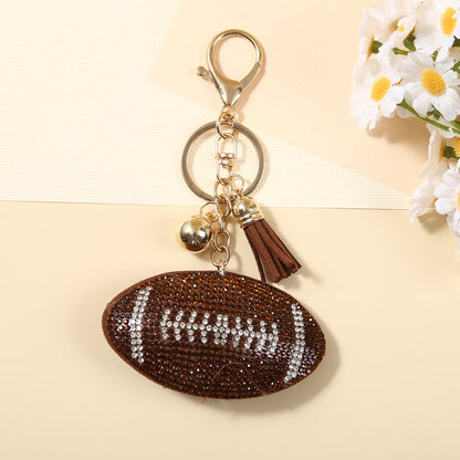 Llaveros De Diamantes De Imitación Con Patrón De Rugby En Cuero Sintético, Estilo Moderno Para Colgar