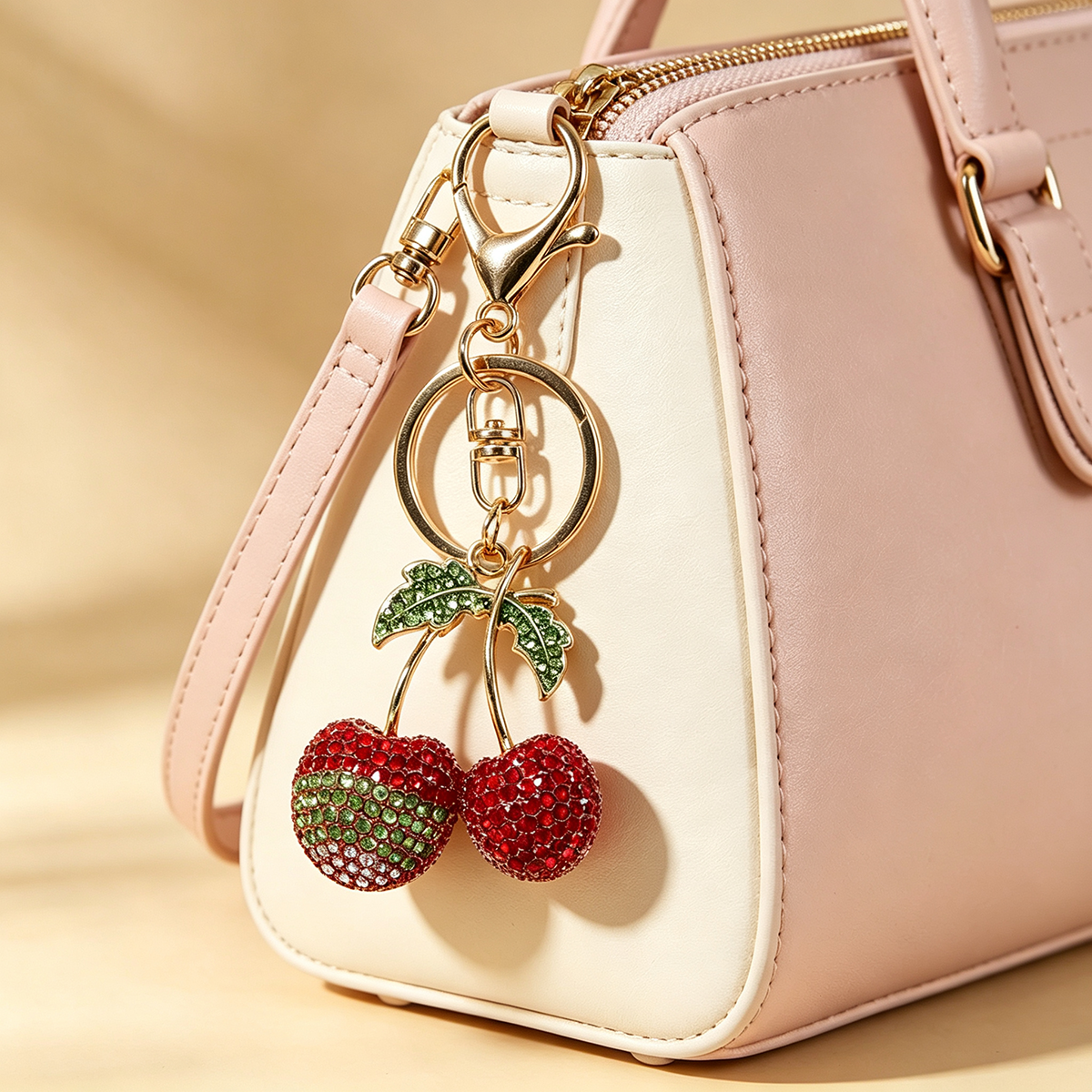 Llaveros De Diamantes De Imitación Con Patrón De Cereza En Aleación, Estilo Moderno, Colgantes Decorativos