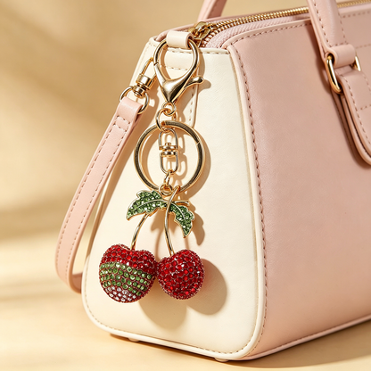 Llaveros De Diamantes De Imitación Con Patrón De Cereza En Aleación, Estilo Moderno, Colgantes Decorativos