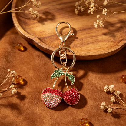 Llaveros De Diamantes De Imitación Con Patrón De Cereza En Aleación, Estilo Moderno, Colgantes Decorativos