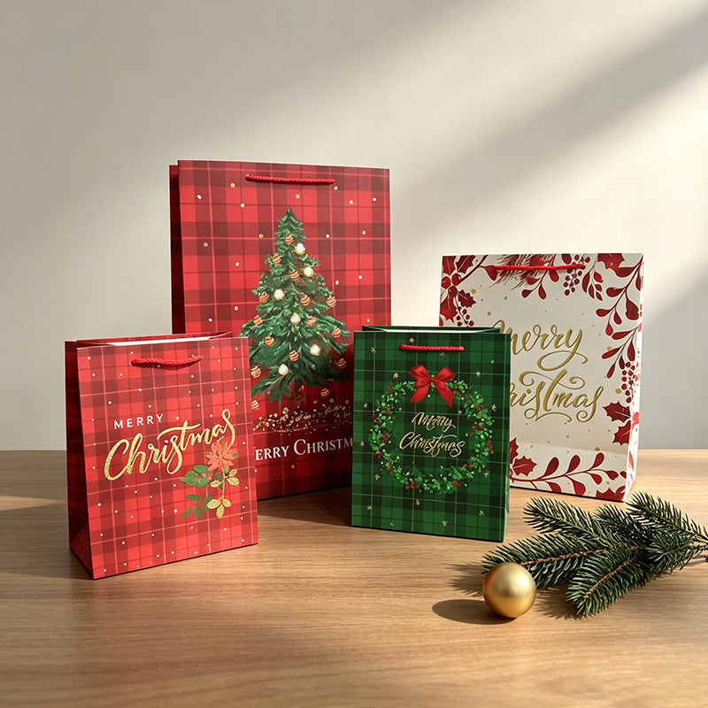 Bolsas De Regalo De Papel Para Navidad En Color Oro, Ideales Para Fiestas Navideñas