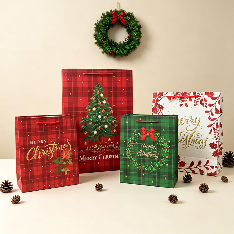 Bolsas De Regalo De Papel Para Navidad En Color Oro, Ideales Para Fiestas Navideñas