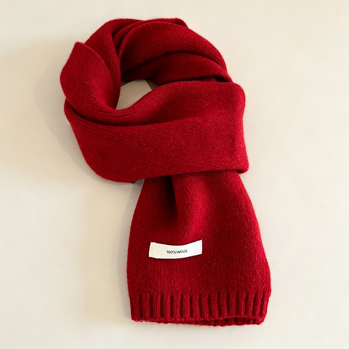Bufanda De Lana Para Mujer En Patrón Cuadrilátero, Disponible En Rojo Para Invierno