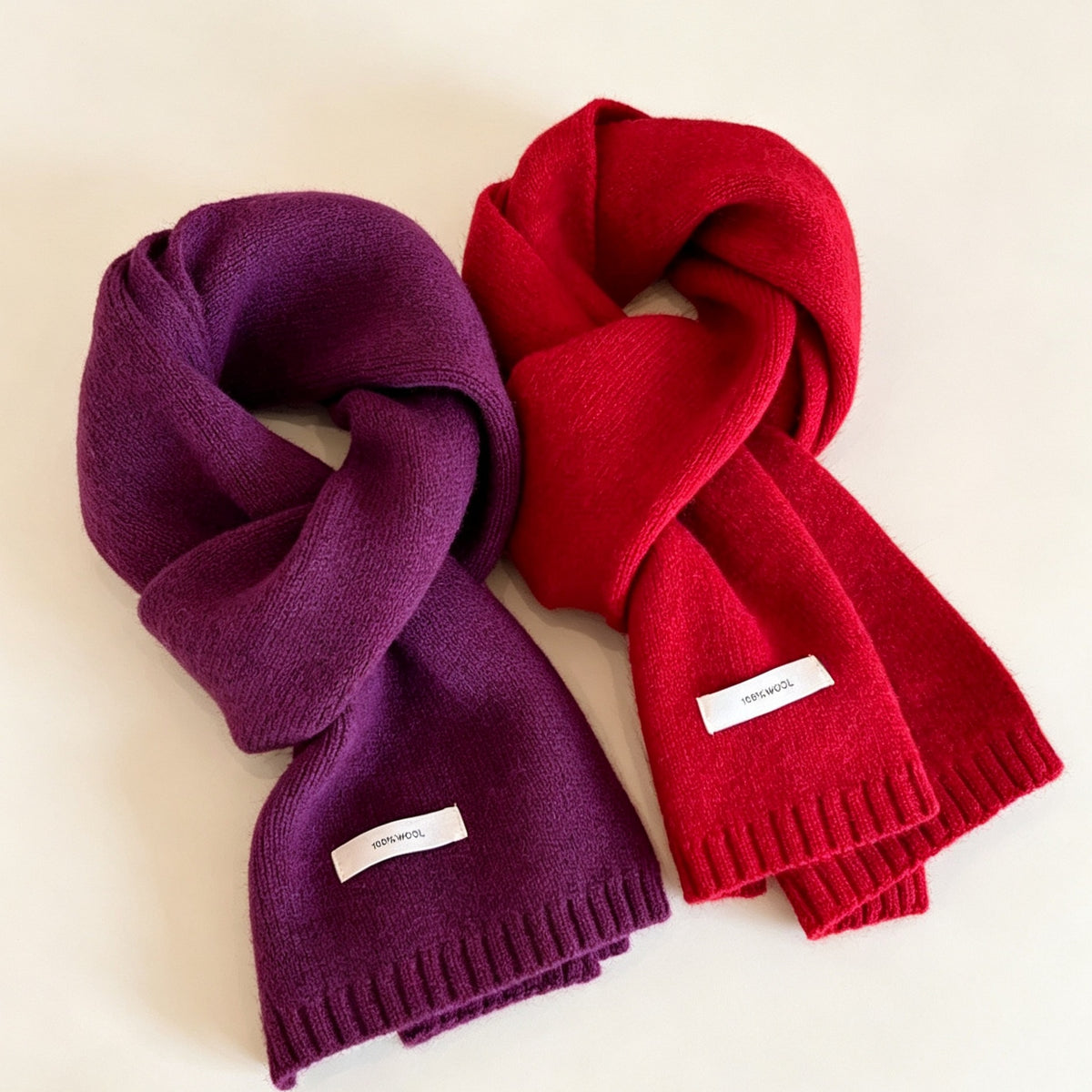 Bufanda De Lana Para Mujer En Patrón Cuadrilátero, Disponible En Rojo Para Invierno