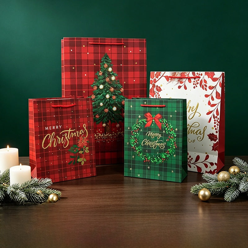 Bolsas De Regalo De Papel Para Navidad En Color Oro, Ideales Para Fiestas Navideñas