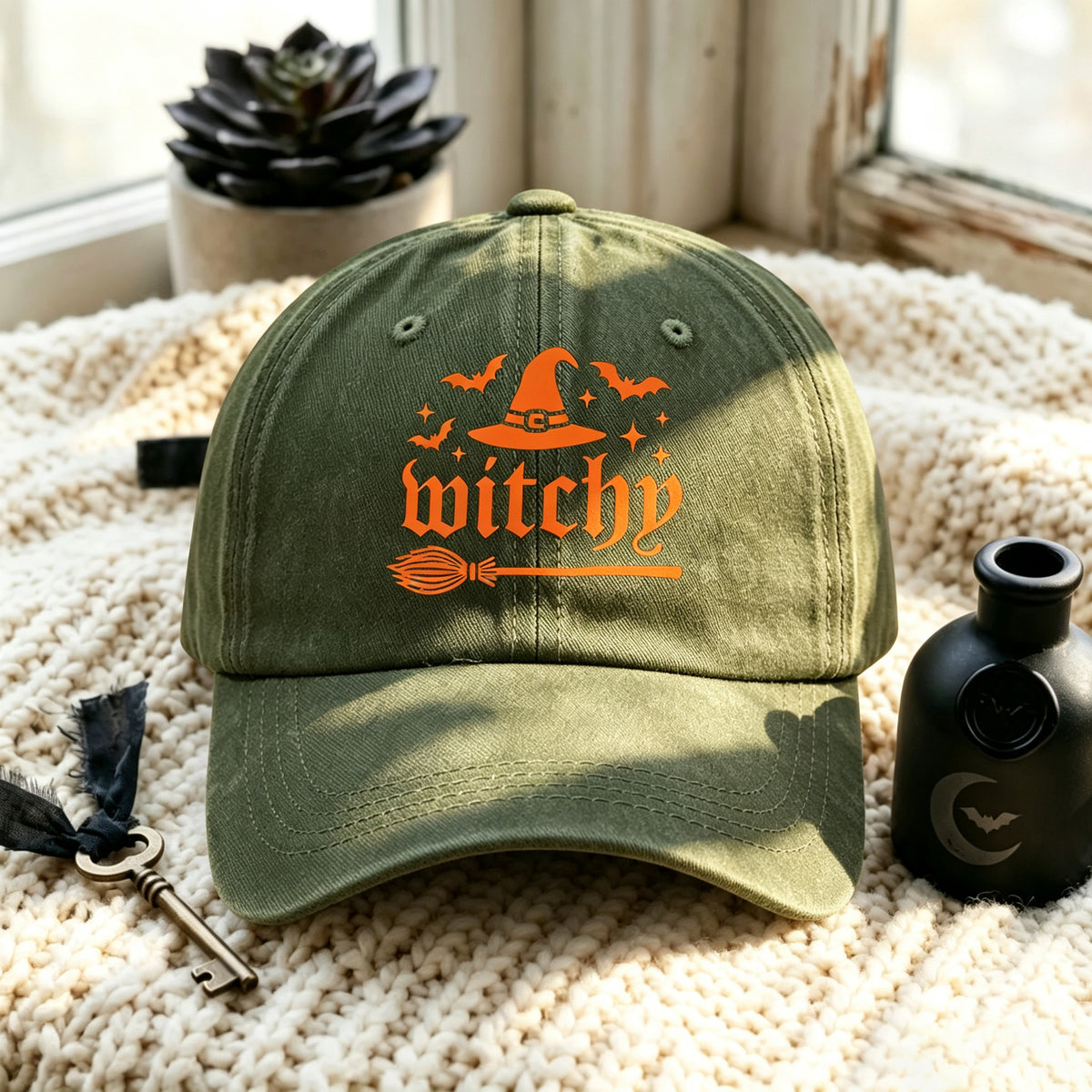 Gorra De Béisbol Para Adultos Con Patrón De Halloween, Visera Curva, Protección UV Y Algodón