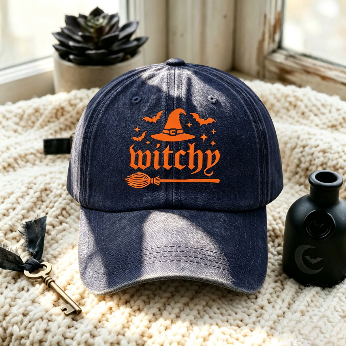 Gorra De Béisbol Para Adultos Con Patrón De Halloween, Visera Curva, Protección UV Y Algodón