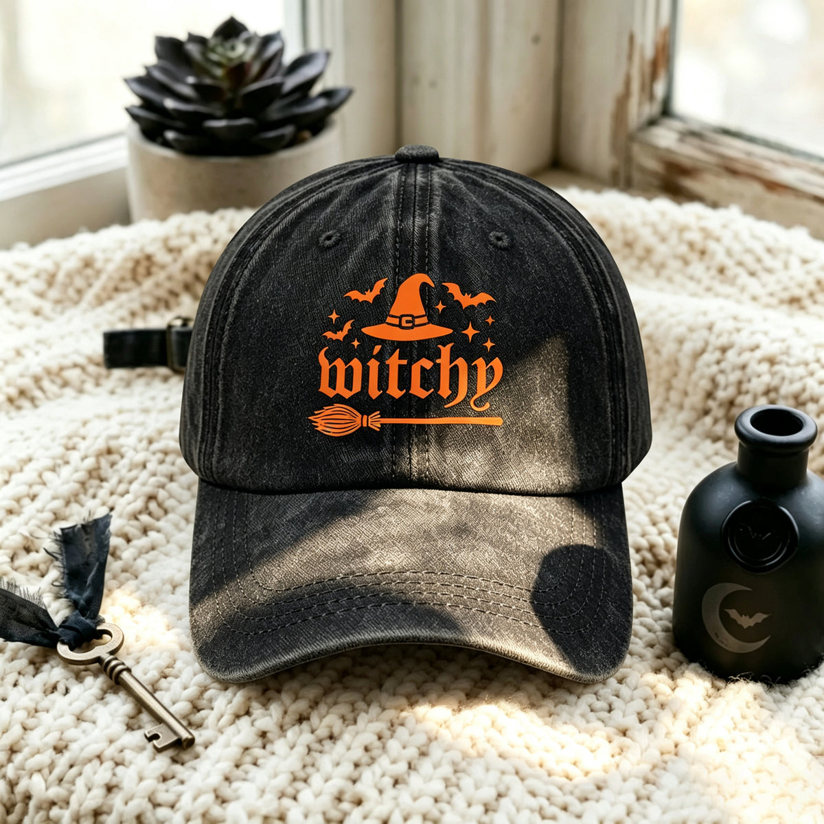 Gorra De Béisbol Para Adultos Con Patrón De Halloween, Visera Curva, Protección UV Y Algodón