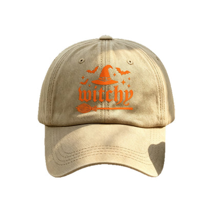 Gorra De Béisbol Para Adultos Con Patrón De Halloween, Visera Curva, Protección UV Y Algodón