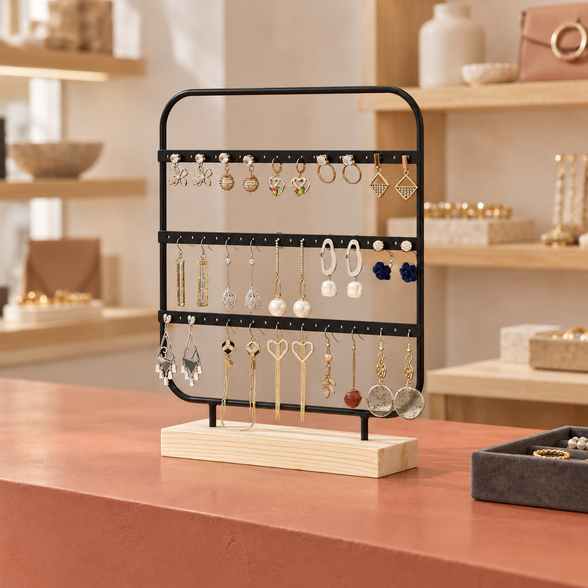 Soporte De Exhibición De Pendientes De Metal En Estilo Moderno, Disponible En Color Blanco Para Joyería