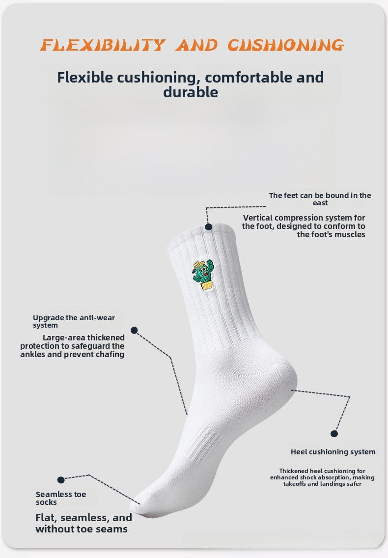 Medias Deportivas De Algodón Para Hombres Con Diseño De Letra, Transpirables, Ideales Para Otoño E Invierno