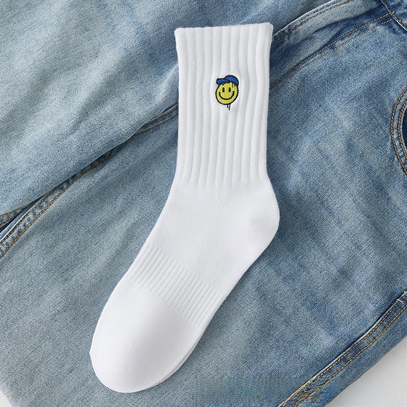 Medias Deportivas De Algodón Para Hombres Con Diseño De Letra, Transpirables, Ideales Para Otoño E Invierno