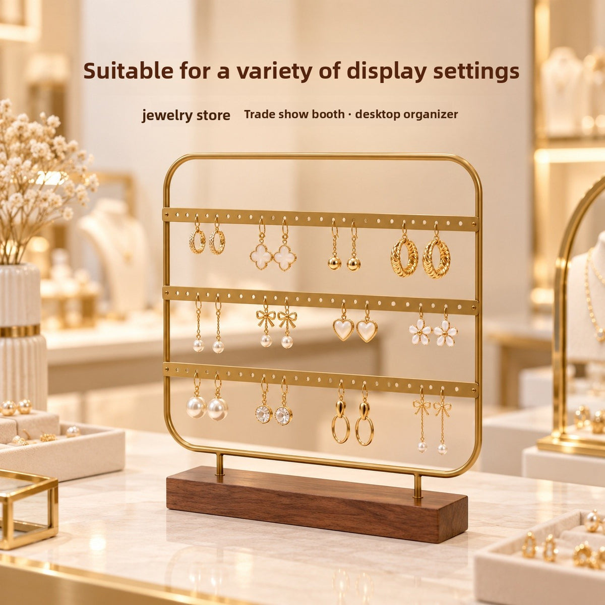 Soporte De Exhibición De Pendientes De Metal En Estilo Moderno, Disponible En Color Blanco Para Joyería