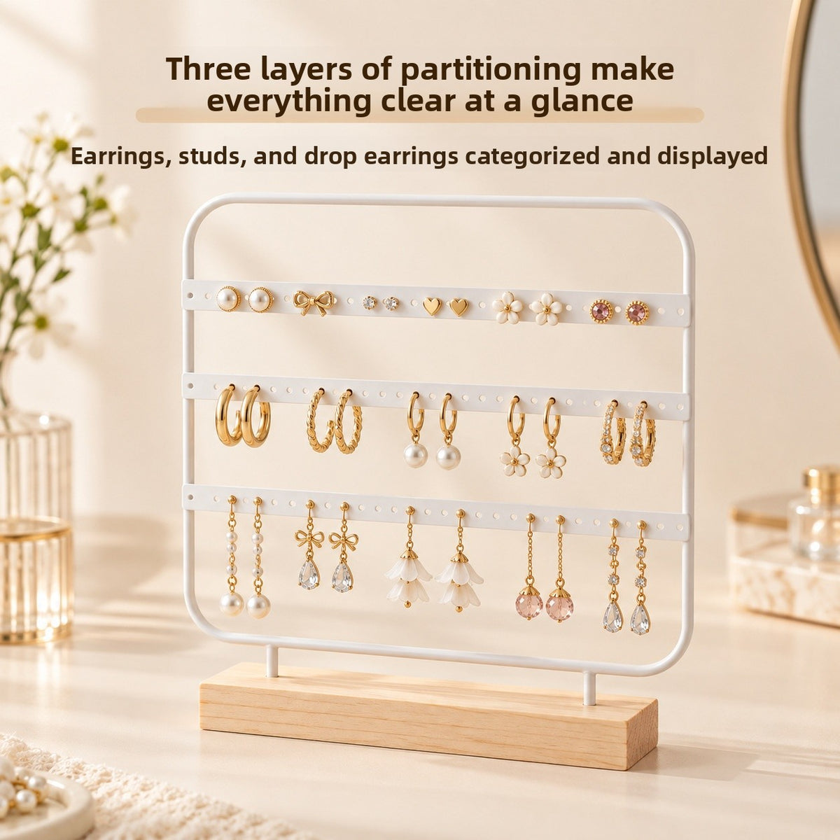 Soporte De Exhibición De Pendientes De Metal En Estilo Moderno, Disponible En Color Blanco Para Joyería