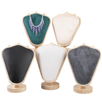 Soporte De Exhibición De Collar En Madera Maciza Con Acabado En Blanco Y Diseño De Empalme