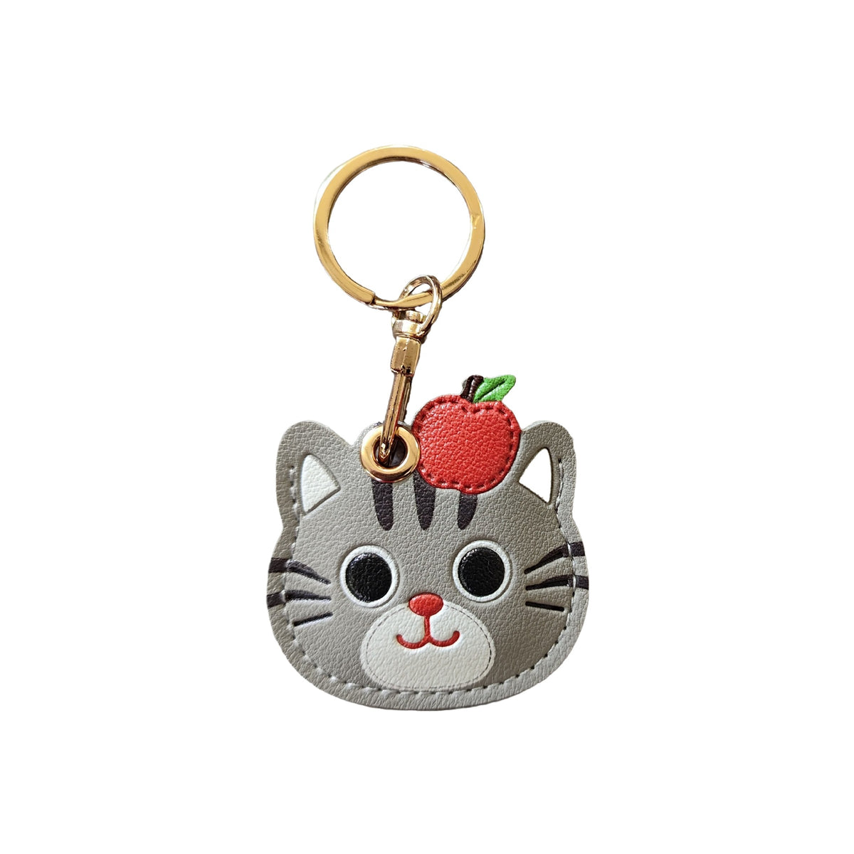 Llaveros Para Navidad Con Amuletos Para Bolsos En Gris Con Diseño De Gato, Fabricados En Cuero Sintético