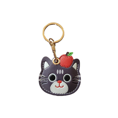 Llaveros Para Navidad Con Amuletos Para Bolsos En Gris Con Diseño De Gato, Fabricados En Cuero Sintético