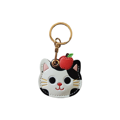 Llaveros Para Navidad Con Amuletos Para Bolsos En Gris Con Diseño De Gato, Fabricados En Cuero Sintético