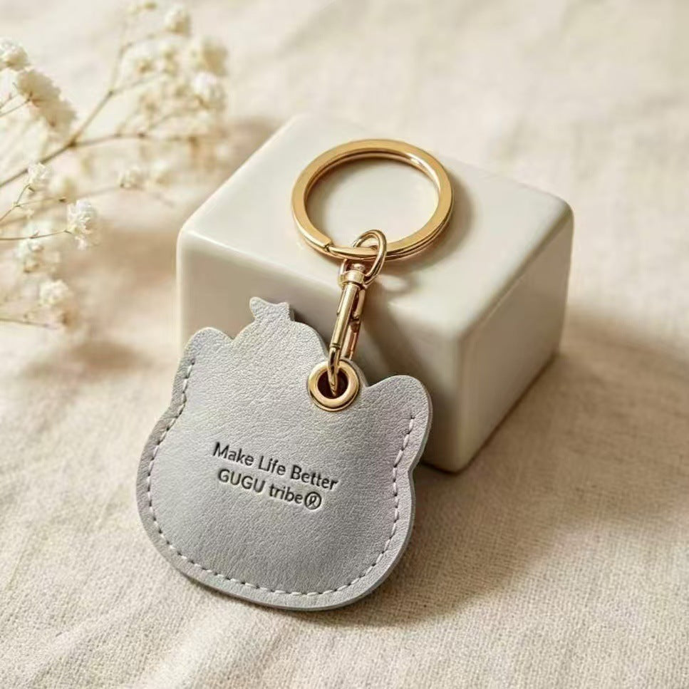 Llaveros Para Navidad Con Amuletos Para Bolsos En Gris Con Diseño De Gato, Fabricados En Cuero Sintético