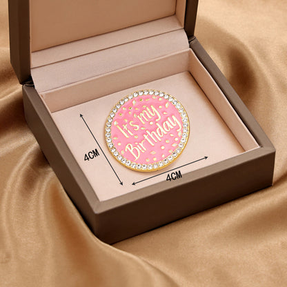 Pin De Aleación Con Patrón De Letra Y Diamantes De Imitación, Acabado Galvanizado, Ideal Para Cumpleaños