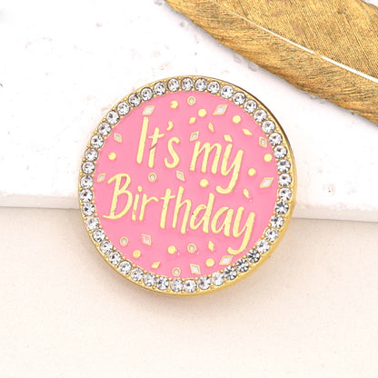 Pin De Aleación Con Patrón De Letra Y Diamantes De Imitación, Acabado Galvanizado, Ideal Para Cumpleaños
