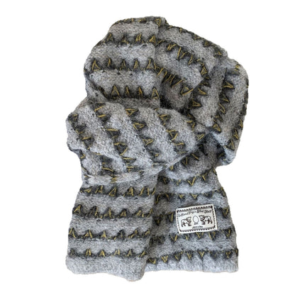 Bufanda De Lana Para Mujer Con Patrón De Raya, Teñida De Negro, Ideal Para Otoño E Invierno